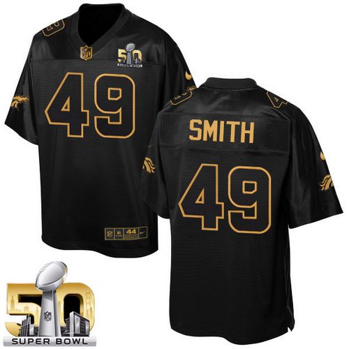 Nike Broncos #49 Dennis Smith Black Super Bowl 50 Men's Stitched NFL Elite Pro Line Gold Collection Jersey